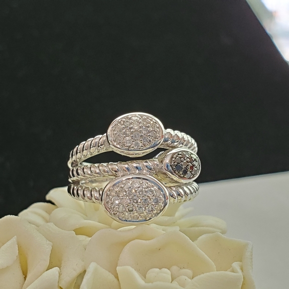 White & Black Diamond 925 Sterling Ring ⬇️PRICE DROP - Picture 9 of 15